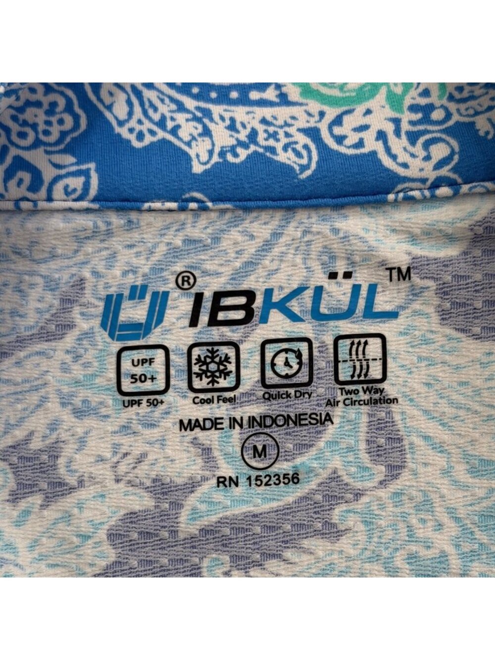 IBKUL Womens Size M Top 1/4 Zip Short-Sleeve Blue Green Paisley UPF Sun Shirt - Picture 4 of 8